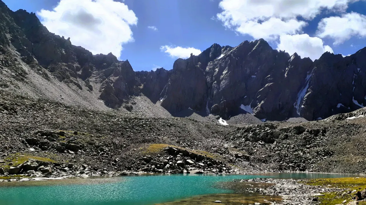 River, lake, and granite mountains in Skardu, Pakistan