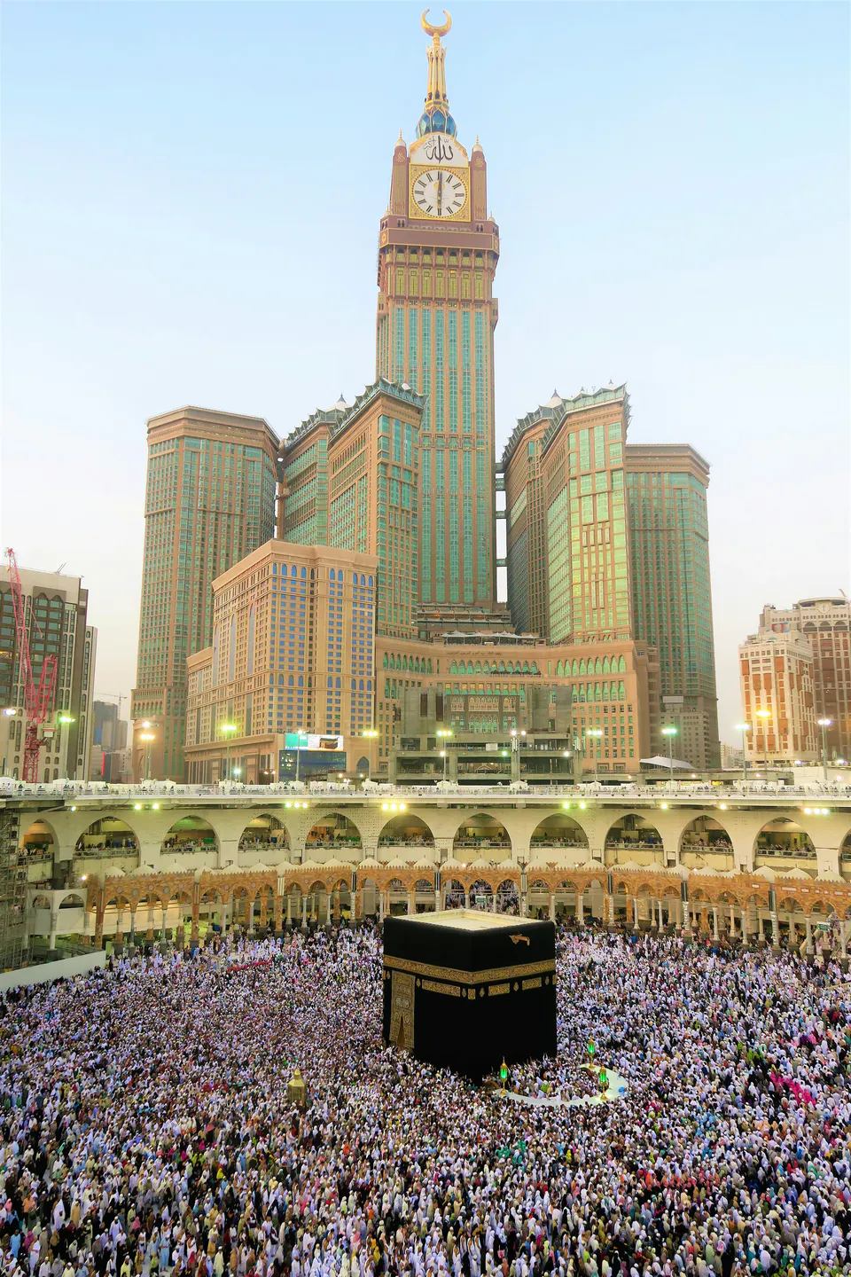 The Kaaba surrounded by pilgrims inside Masjid al-Haram in Makkah